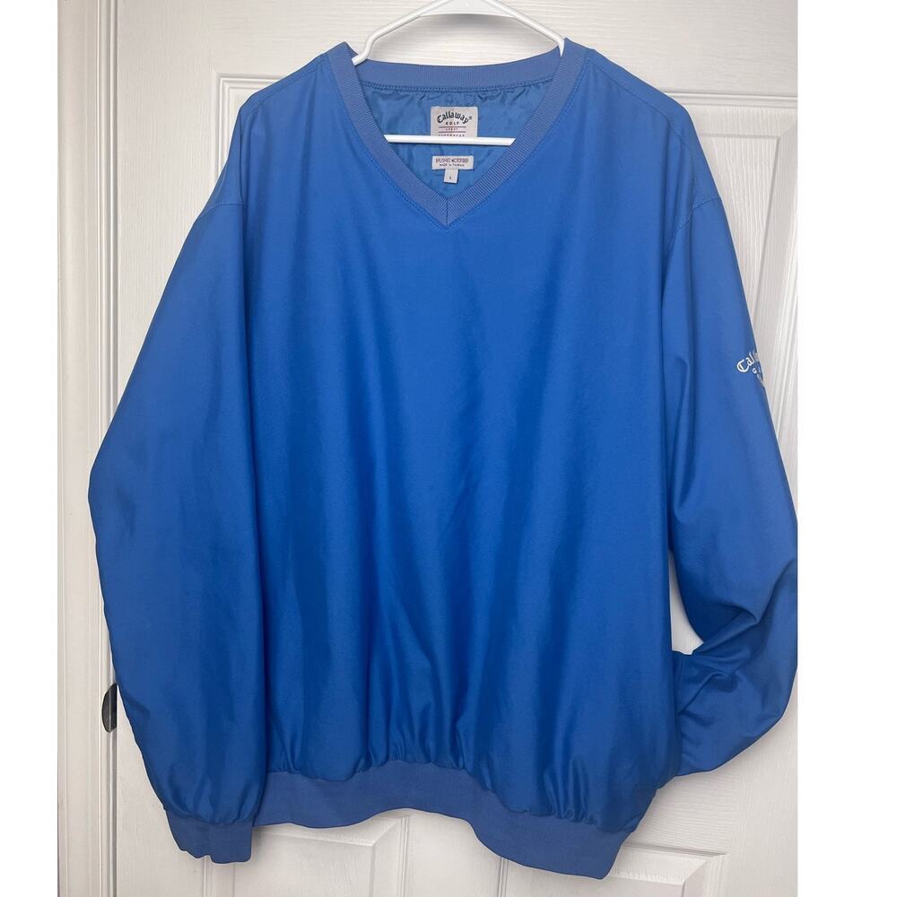 Callaway Golf Sport Outerwear Brushed Microfiber V-Neck Pullover Blue Size L